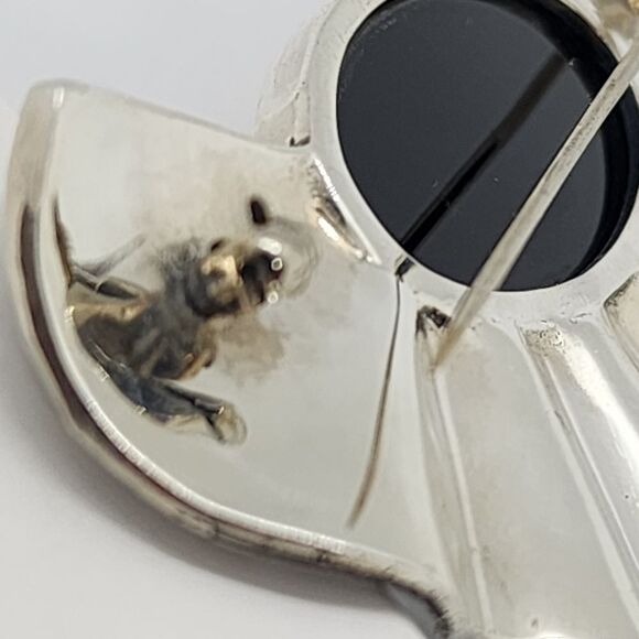 Vintage Judith Jack Art Deco Style Large Black Onyx & Marcasites Sterling Silver - Picture 7 of 10